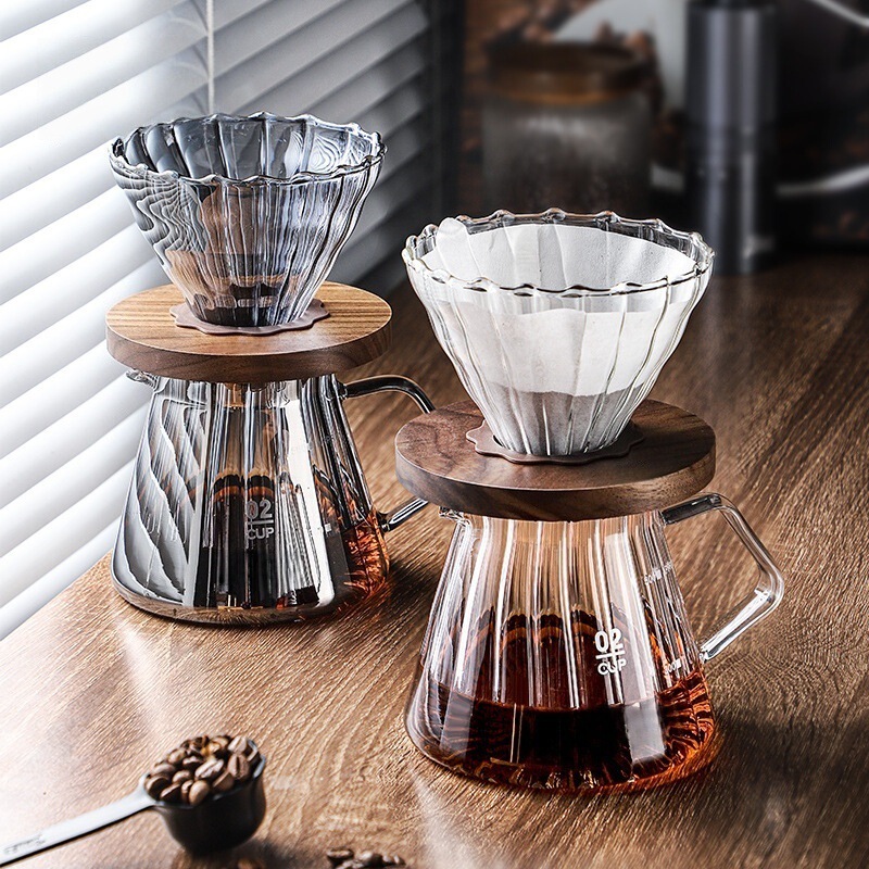 Glass Sharing Pot Set Hand-Brewed Coffee Pot Filter Cup Coffee Utensils Home Brewing Filter Pot Tea Water Separation
