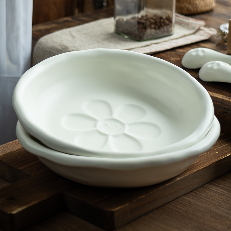 Crema estilo mano pellizco placa hogar plato hondo plato de postre hermoso plato de ensalada de frutas plato de desayuno