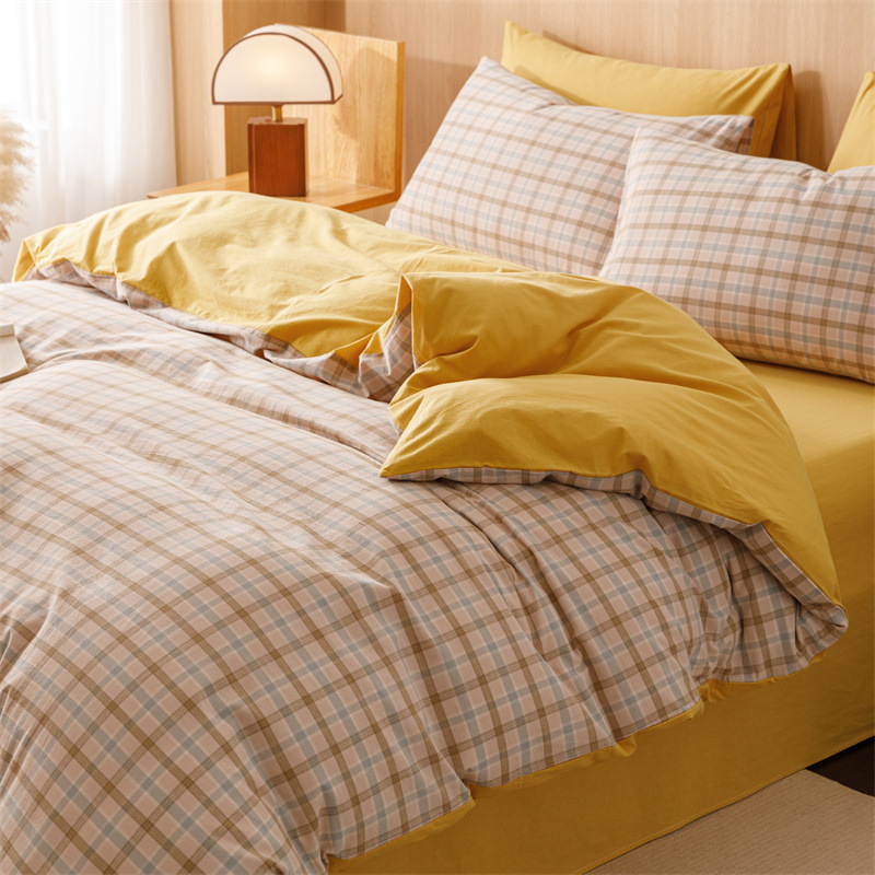 Juego de cama de dormitorio de estudiantes de tres piezas de algodón puro 2025 nuevas sábanas de cuatro piezas fundas de edredón