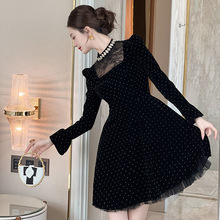 法式千金风生日礼服裙2025秋冬装新款赫本风收腰丝绒连衣裙45067