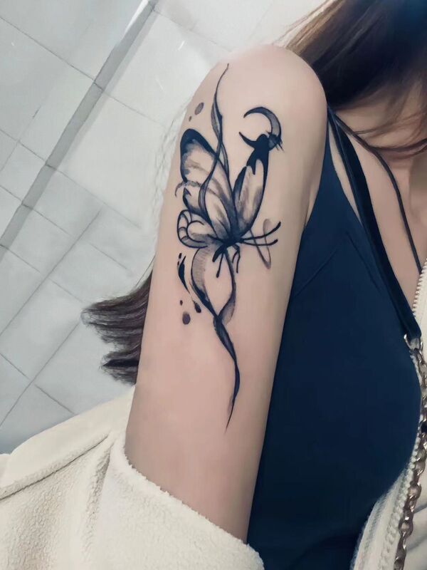 Moon Butterfly Arm Herbal Juice Tattoo Waterproof Long Lasting Permanent Spice Ins Tattoo