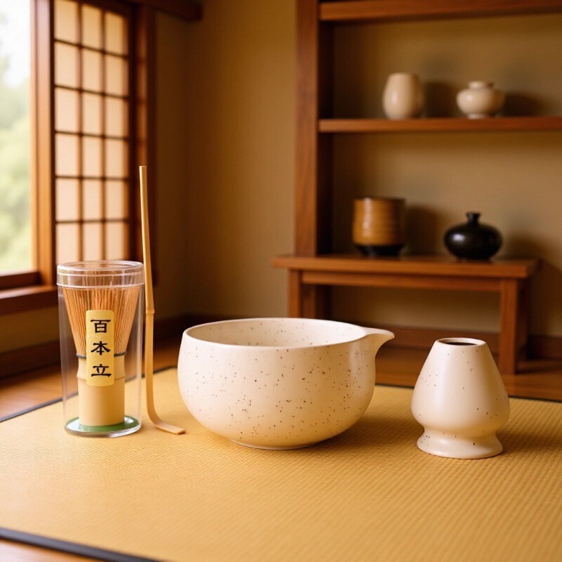 Export Japanese Tea Whisk with Purple Bamboo Long Handle for Frothing Milk Tea and Stirring Tea Whisk Stand Tea Stirrer