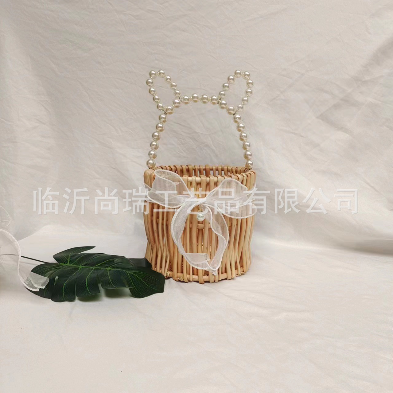 Regalo DE LA MANO perla princesa cesta sauce ratán tejida olla verde rosa flor niños foto cesta arco cinta portátil flor cesta