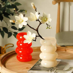 Simple ins style medieval glass vase retro Chinese niche light luxury flower arrangement creative ornaments crafts wholesale