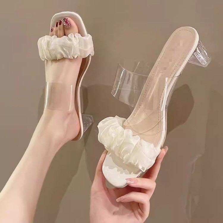 Summer New Style 2026 Crystal Transparent Thick Heel French Sandals for Women to Wear Outside, Summer High Heels Summer New Style 2026 Crystal Transparent Thick Heel French Sandals for Women to Wear Outside, Summer High Heels