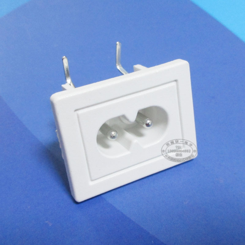 按外壳配色白色大8字插座31*24全铜高弯脚大八字AC电源插座LH-8
