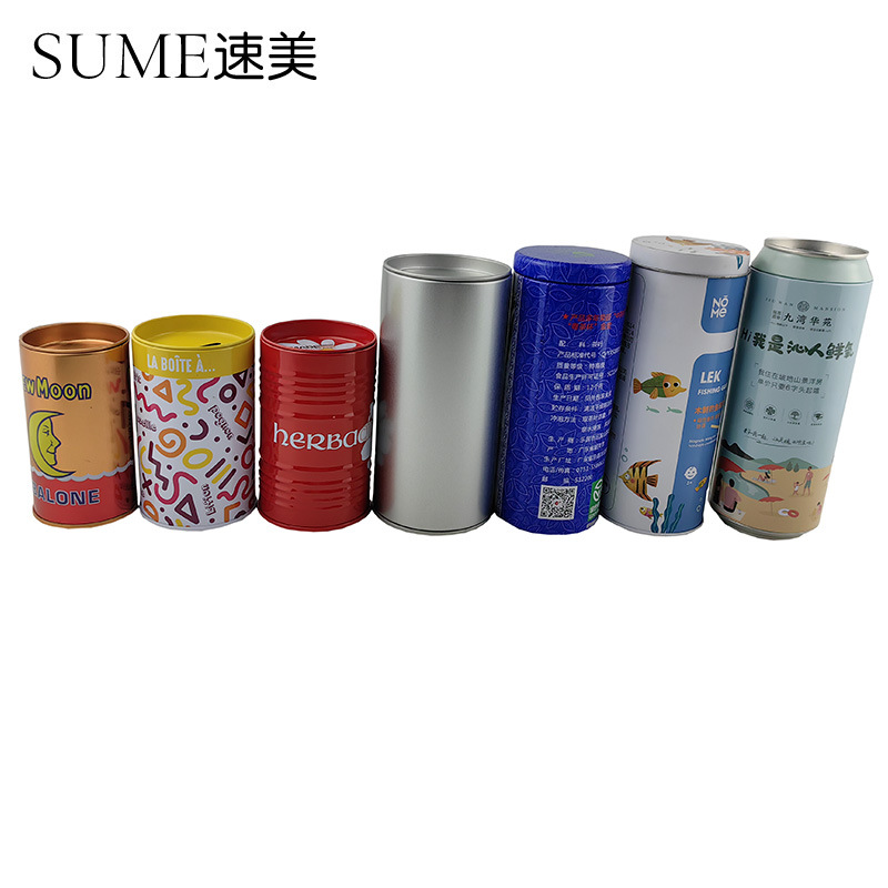 海湾油桶罐木制钓鱼玩具铁罐装马口铁圆罐儿童金属罐收纳储物铁盒