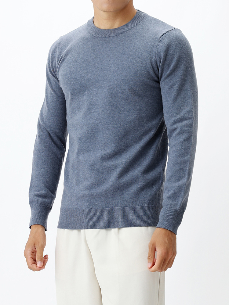 La ropa de hombre con suéter de lana, camiseta de punto, lujo ligero, sensación de alto nivel, invierno y otoño, delgado, interior con mangas largas