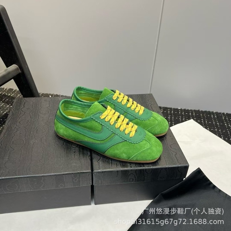高版本DVN德训鞋女savi同款真皮复古圆头拼色情侣百搭运动休闲鞋|undefined