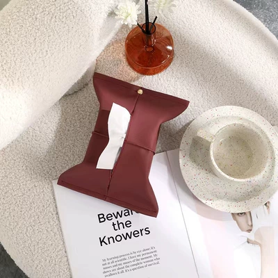 Box Car Armrest Box — Car tissue box/set - wine-red