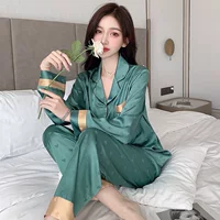 Шелковый осенний набор пижамы для женщин, тонкая длинная sleeppwear с длинным рукавом, размеры M–3XL