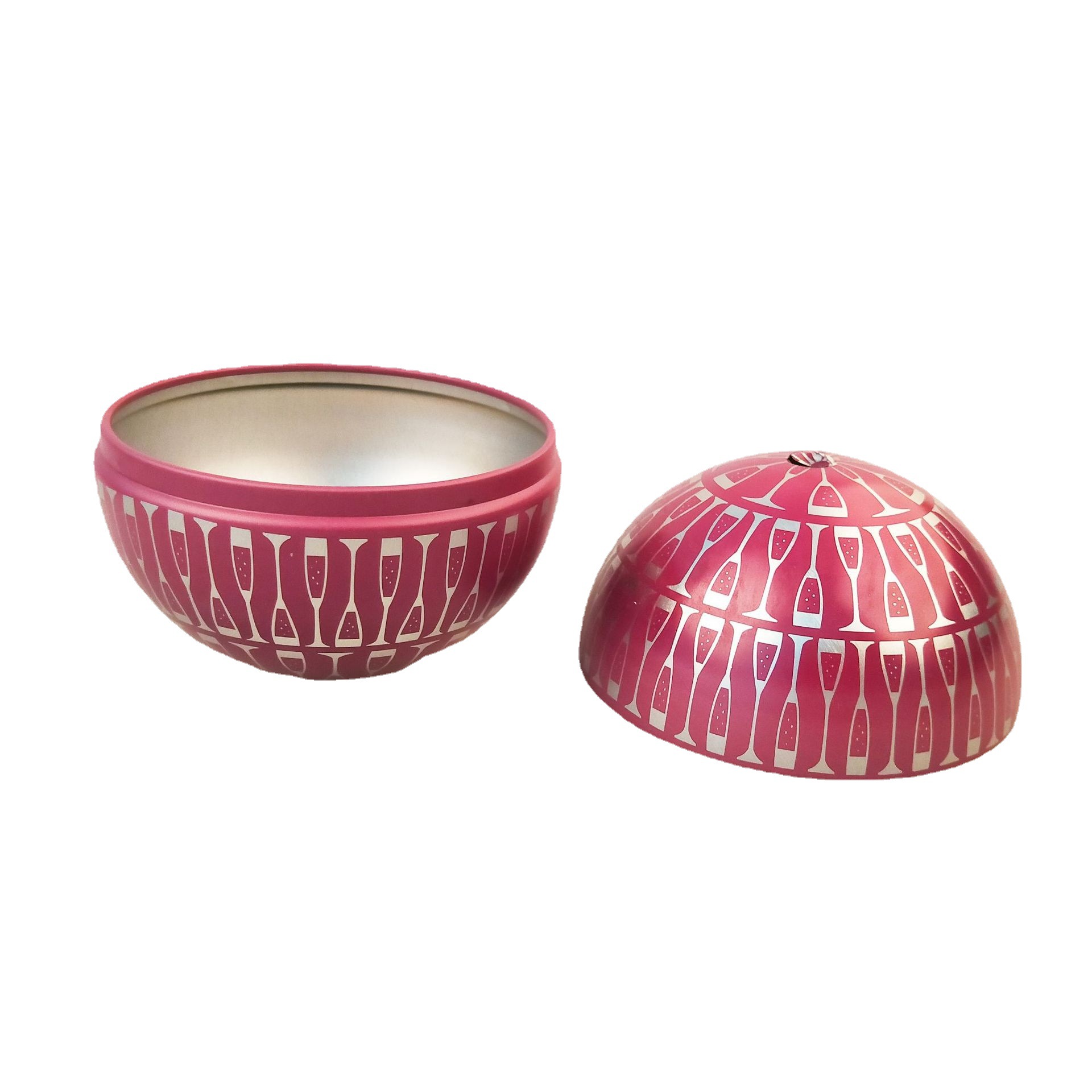 圆球形创意玩具铁盒 异形可穿绳圣诞铁盒 平底节日糖果礼品球罐