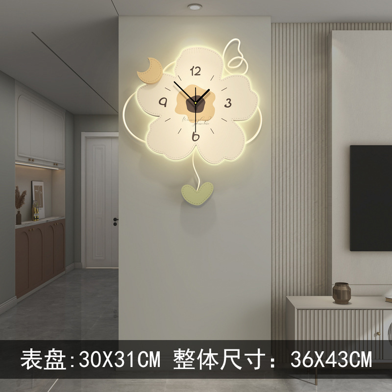 クリーム風花掛け時計リビングルーム高級感おしゃれクリエイティブシンプル時計家庭用レストラン装飾時計壁掛け