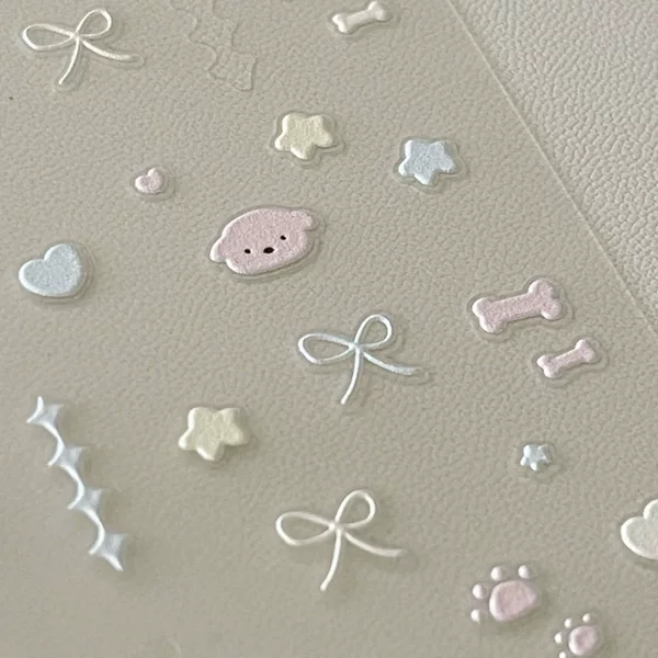 Little Red Book's Same Style Ins Style Cute Embossed Puppy Nail Art Stickers Handbook Stickers DIY Stickers
