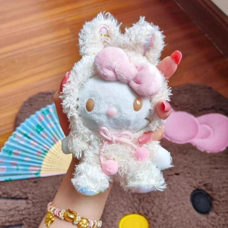 黑色草帽kitty帽宝宝挂件爱心扣公仔玩偶可爱赫本风挂饰钥匙扣|undefined