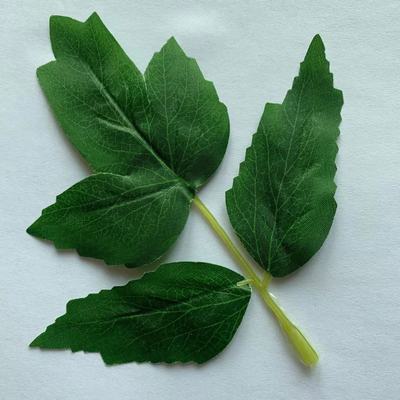 批发仿真植物牡丹花叶小三片丝印牡丹叶仿真牡丹花叶片丝印布叶子