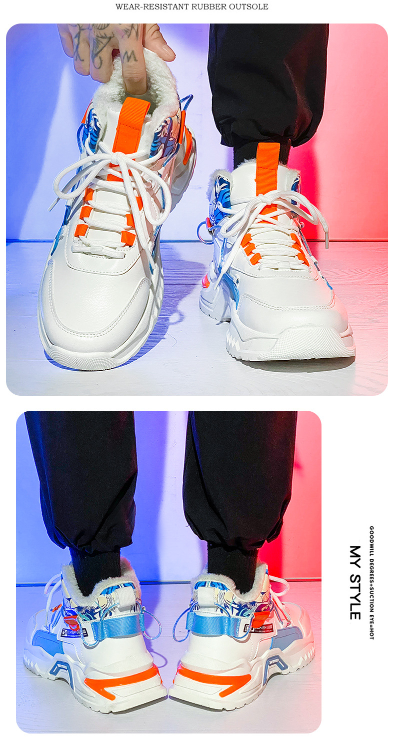 Scarpe invernali alte da uomo in velluto caldo, due sport per ragazzi, adolescenti, con pelliccia integrata, in cotone, per la protezione dal freddo_voghion.com