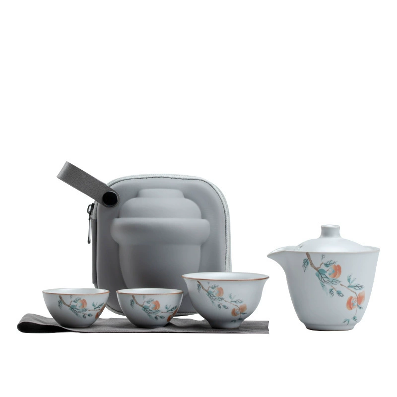 ceramic handheld tea set for traveling, travel teapot