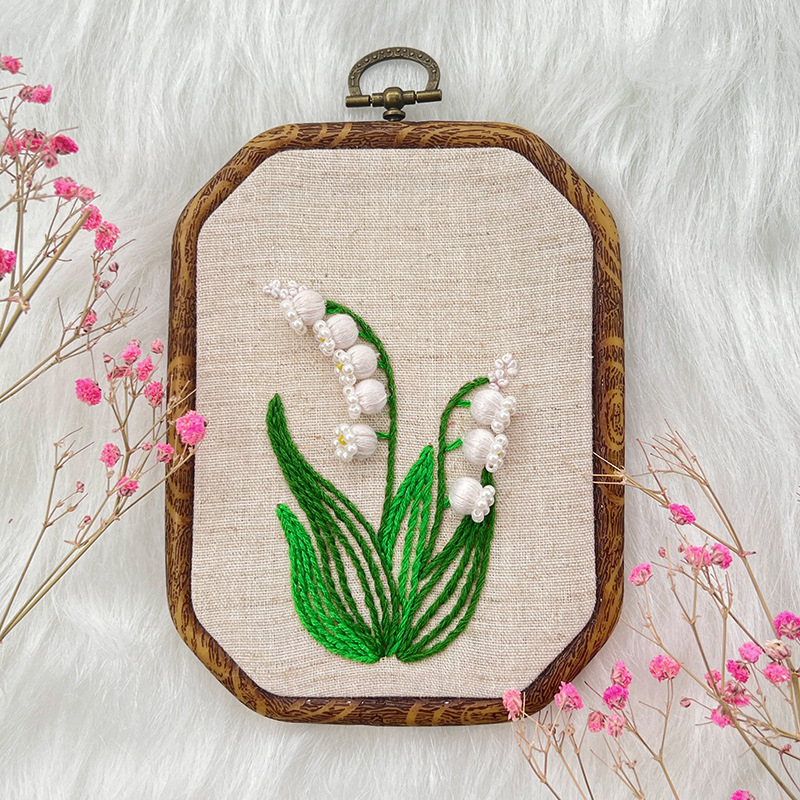 Flor y hierba bordado DIY paquete material hecho a mano decorativo colgante pintura Lu bordado punto de cruz tela Europea lirio colgando pintura