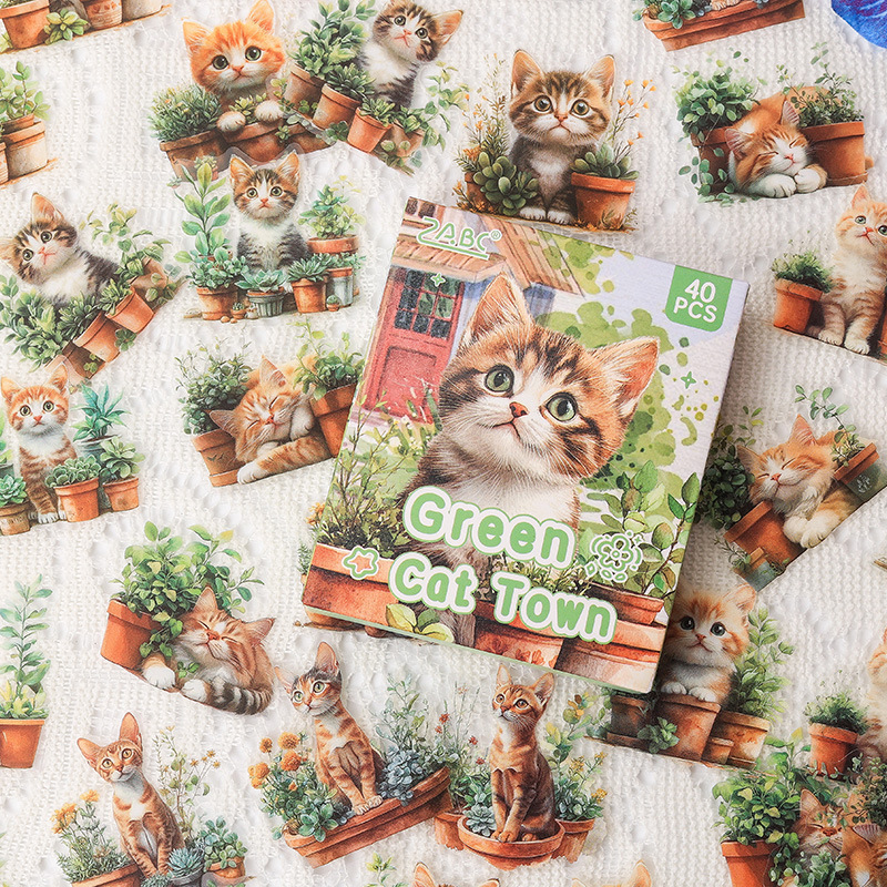 Gato pequeño pegatinas de caja de mascotas impermeables transparentes DIY pegatinas de diario de contabilidad pegatinas de gato retro transfronterizas pegatinas de animales