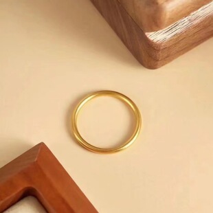 18K Gold Plain Band Ring Au750 Rose Gold Ancient Solid Ring Matte Niche Plain Band Matching Gold Tail Ring