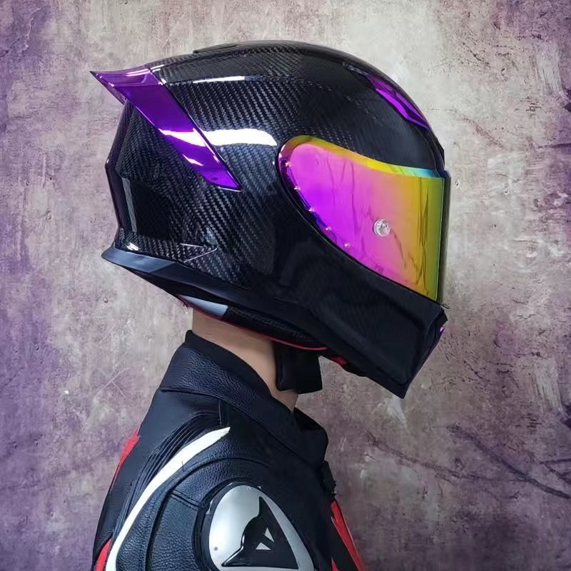 ORZ motocicleta de casco completo de fibra de carbono para hombres y mujeres