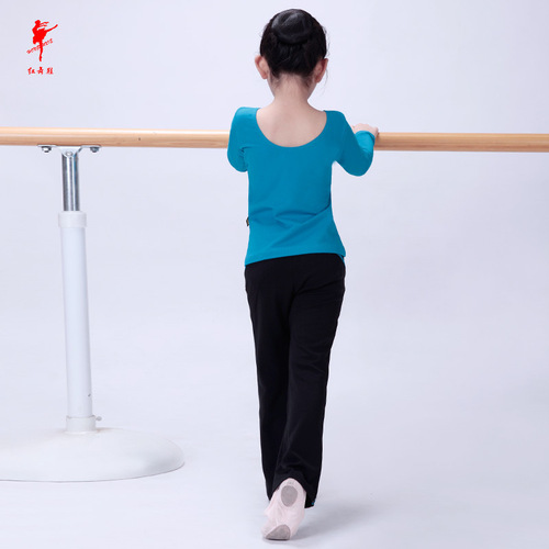 Red dance shoes, children's Xinluo majia belt, teeth and single bell-bottom pants, children's practice dance pants 26091