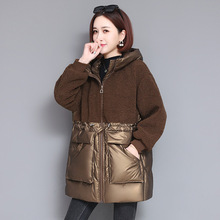 2021冬季女裝韓版修身顆粒絨拼接中長款保暖棉襖女式棉衣 L6525