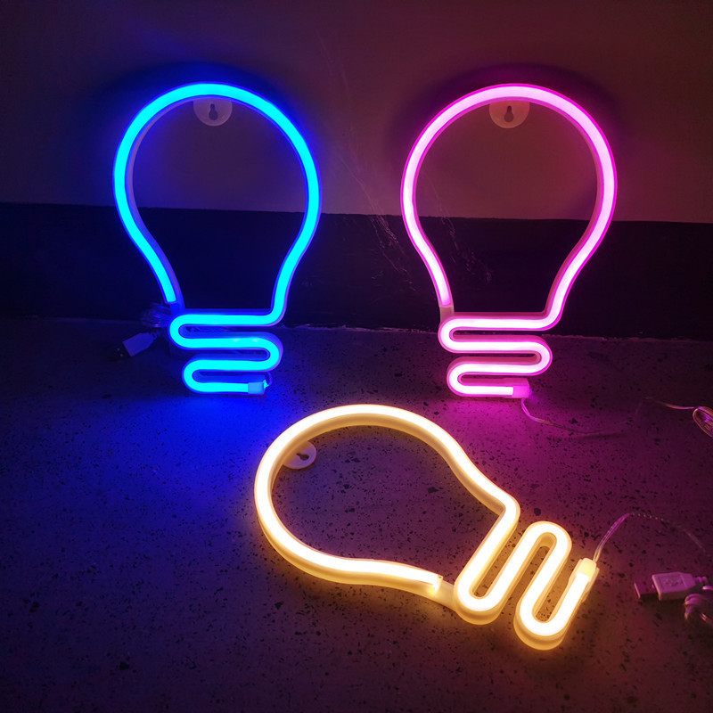 Led Light Bulb Neon Light Wall Hanging Atmosphere Light Popular Check-In E-Sports Kidsren's Room Bar Girl's Bedroom Decoration