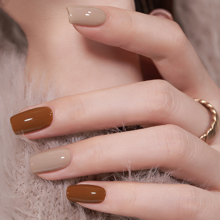 Nuevo blanco esmalte de u&ntilde;as pegamento color s&oacute;lido marr&oacute;n esmalte de u&ntilde;as tienda especial duradero firme esmalte de u&ntilde;as traje de pegamento