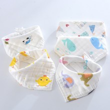蒸之宝厂家批发纯棉八层水洗纱布口水巾婴幼儿三角巾宝宝围嘴饭兜