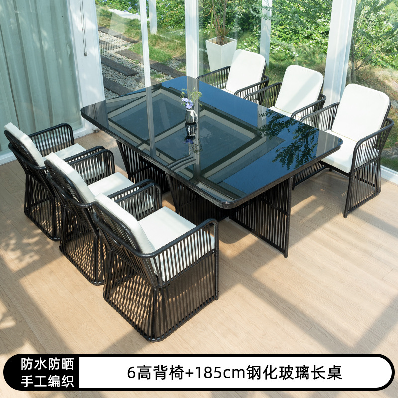 Al Aire Libre mesa y silla patio ocio ratán mesa y silla combinación terraza jardín al aire libre Mesa de té Muebles silla impermeable Protección solar