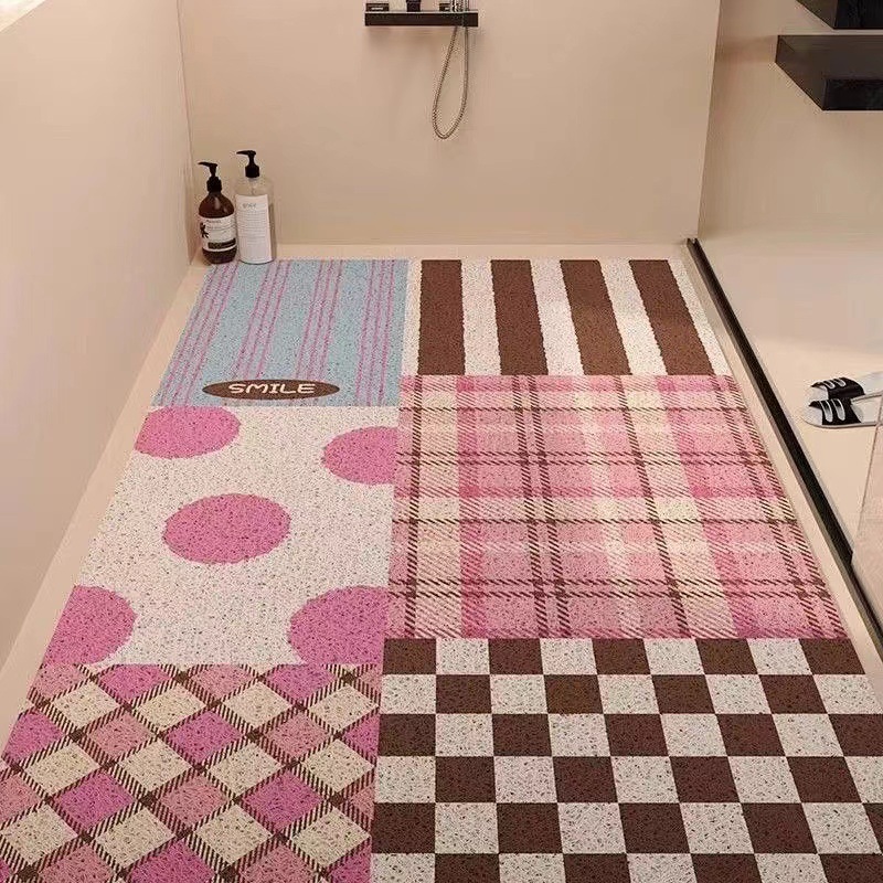 PVC Bathroom Cartoon Silk Loop Shower Room Hollow Non-Slip Foot Children Pregnant Women Bath Anti-Fall Floor Mat_voghion.com