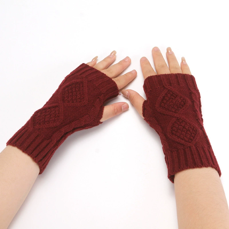 Knitted gloves, winter woolen demi-season keep warm set for beloved, (Cross-border trading), fingerless