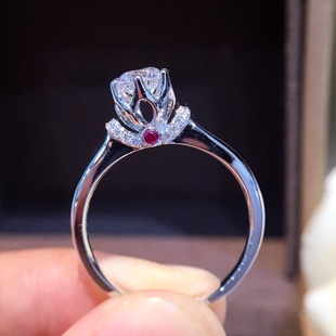Fashion 18K Gold Diamond Ring with Round Real Diamond Engagement Wedding Ring K Gold Jewelry with Diamond Light Luxury Jewelry