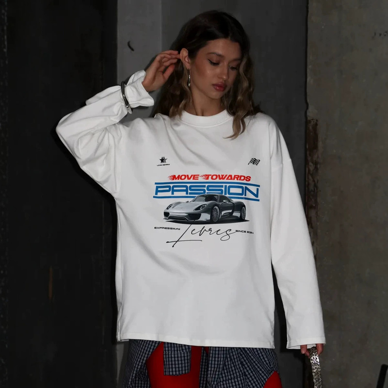 Trendy and Stylish Niche Casual Comfortable Printed Autumn New Oversized Pure Cotton Long-Sleeve T-Shirt Trendy and Stylish Niche Casual Comfortable Printed Autumn New Oversized Pure Cotton Long-Sleeve T-Shirt