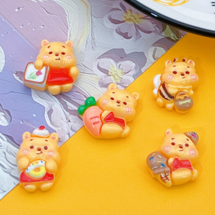Cartoon Animal Yellow Hold Donut Bread Carrot Bear Water Cup Sticker Hair Accessories DIY Material Resin Accessories
