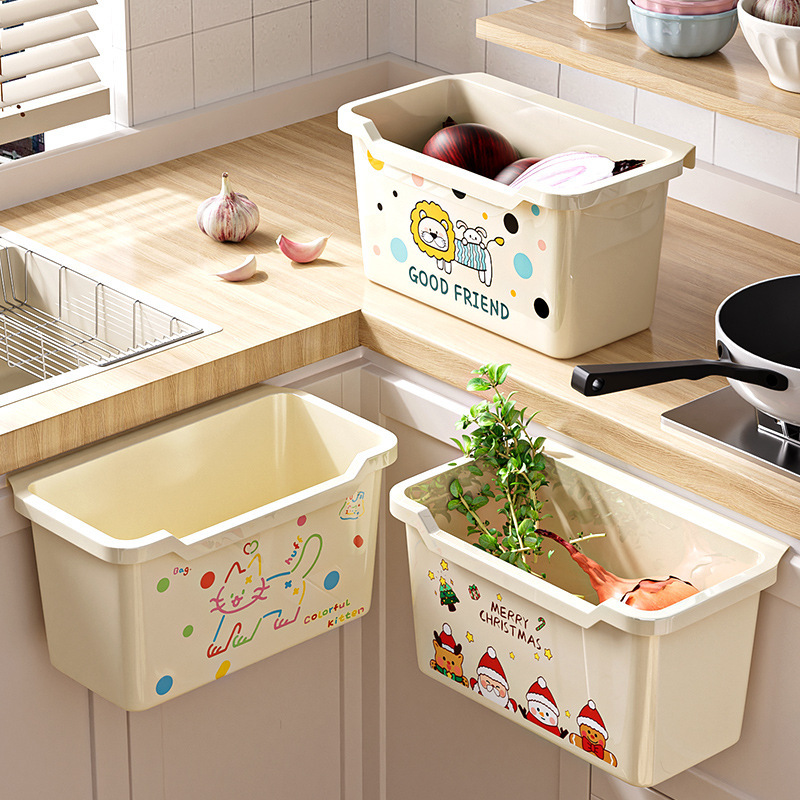 New Kitchen Living Room Bedroom Trash Bin Wall Hanging Household Cute Cabinet Wall Hanging Bathroom Cabinet Garbage