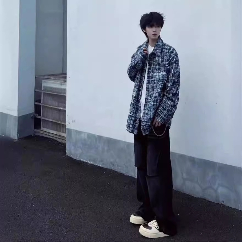 American Tweed Chanel Style Coat Men's High-end Feeling Puppy Handsome oversize Houndstooth Embroidered Shirt Jacket American Tweed Chanel Style Coat Men's High-end Feeling Puppy Handsome oversize Houndstooth Embroidered Shirt Jacket