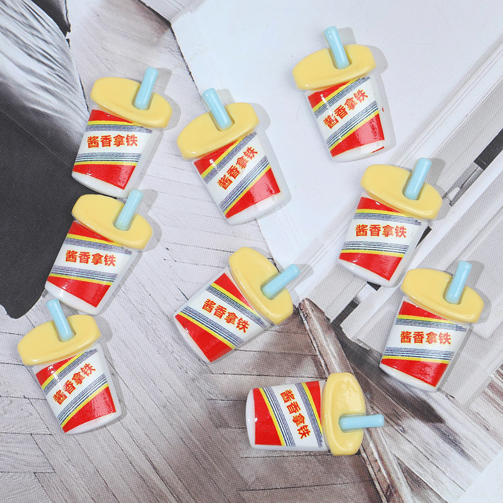 Simulación miniatura salsa latte resina modelo DIY crema pegamento resina horquilla teléfono móvil Shell parche hecho a mano al por mayor