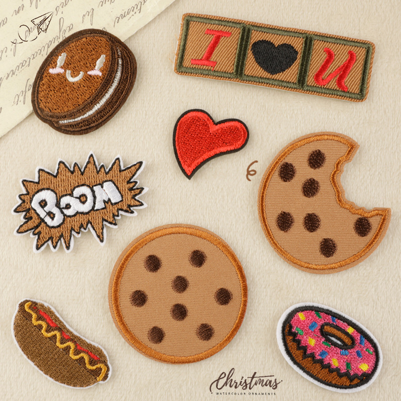 朵酷电脑绣花标食物刺绣贴补丁贴服装辅料鞋徽布标布贴