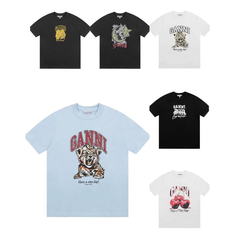 2026 Summer New Classic Authentic Gan Letter Print Internet Celebrity Style Round Neck Loose Short-Sleeve T-Shirt for Men and Women 2026 Summer New Classic Authentic Gan Letter Print Internet Celebrity Style Round Neck Loose Short-Sleeve T-Shirt for Men and Women