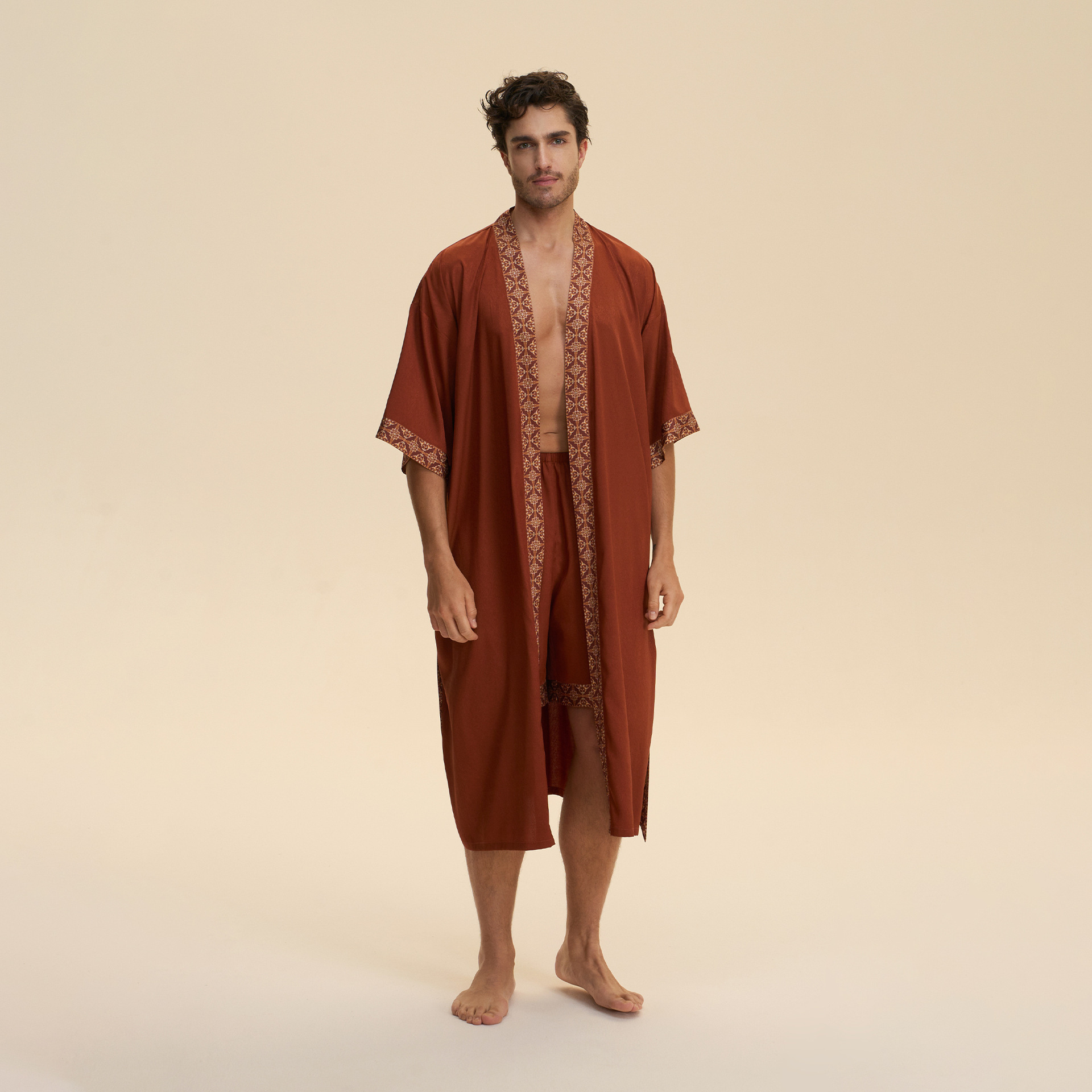 Europa y los Estados Unidos comercio exterior transfronterizo nuevo pijama satén pijama de mangas largas pijama pantalones cortos conjunto de ropa de hogar 3993 + 3994