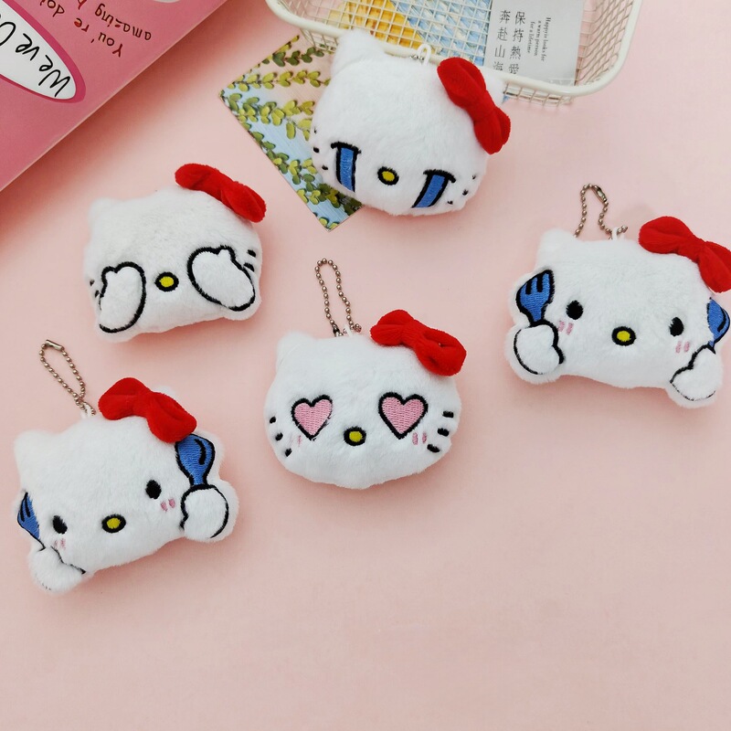 卡通hellokitty吱吱叫挂件搞怪表情毛绒KT猫学生包包服饰配饰辅料|undefined