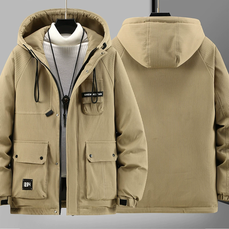 Demi-season hoody, down jacket, plus size, increased thickness