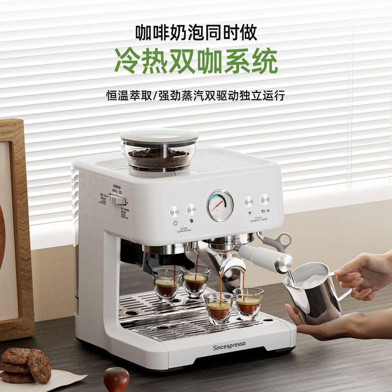 Coffee Machine Stall with Dual Pumps, Dual Boilers, Hot and Cold Dual Extraction, Smart Touch Control, Home Grinding, Integrated Milk Frothing, Cross-Border