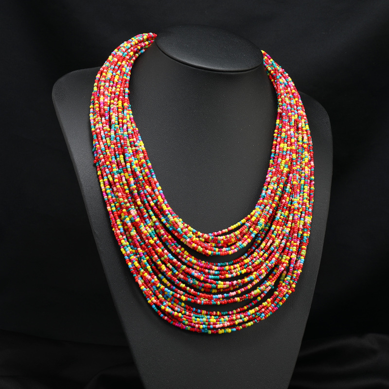 Vintage Style Exaggerated Color Block Seed Bead Wholesale Layered Necklaces display picture 4