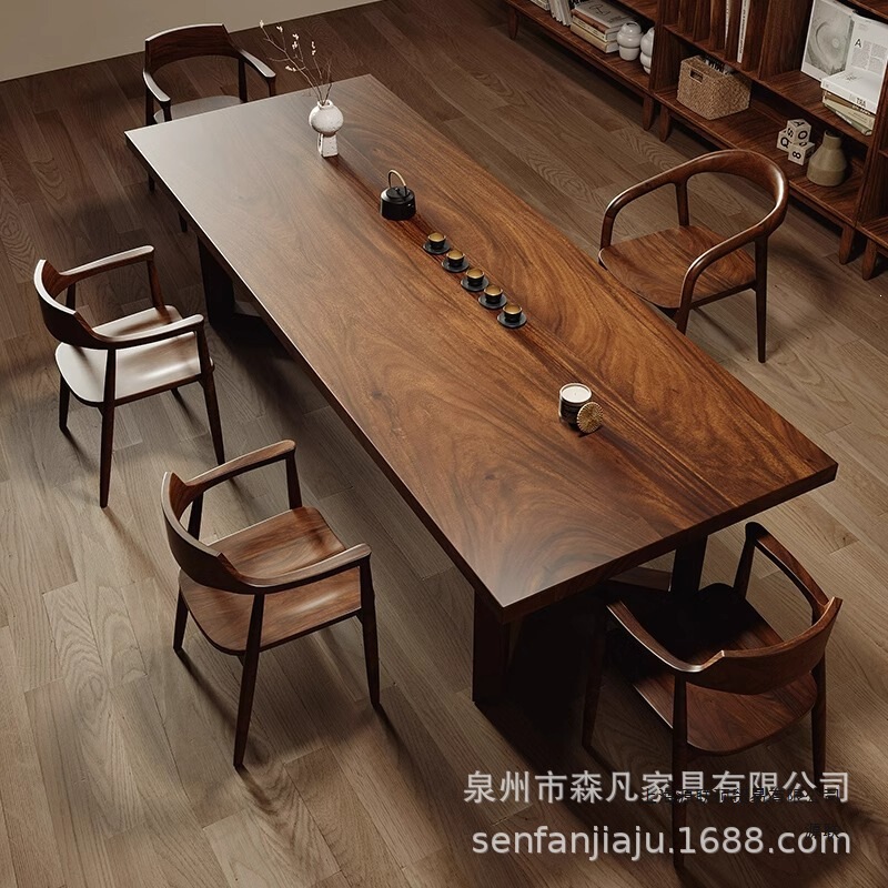 South American Walnut Wood Table for Home Use, Large Long Desk for Living Room, High-End Writing Desk, Reception Table, Office Desk, Study and Work Station