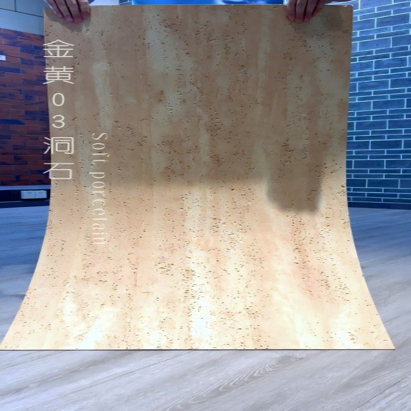 Tablero de travertino 3D suave porcelana suave piedra flexible ultrafina revestimiento de pared exterior de piedra blanda imitación azulejos de cuero de travertino romano