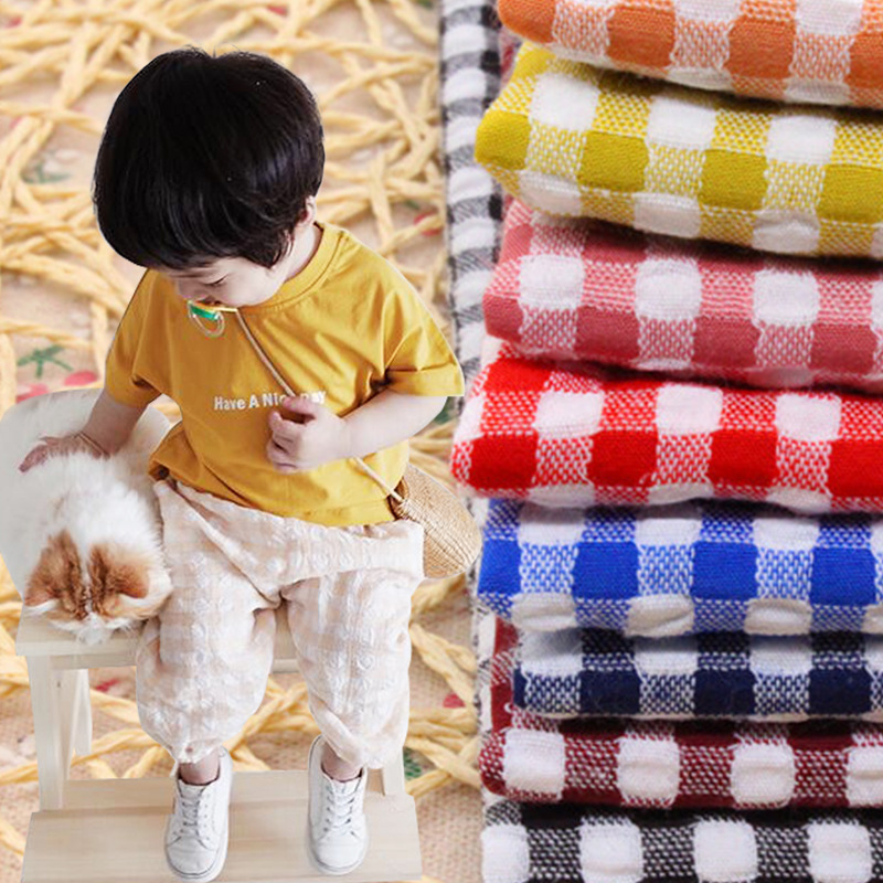 现货供应 格子布 TR染色 不规则格子 童装男女衬衫防蚊裤